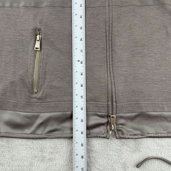 St John Jacket Women XL Grey Full Zip Active Long Sleeve Yellow Tag Gold Zipper - Picture 12 of 14